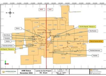 Lavras Gold encontra 1,1 g/t de ouro em 228 metros no Sul do Brasil