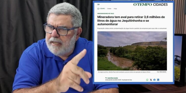 Consumo de água na produção de lítio representa apenas 0,005% da vazão do rio Jequitinhonha, afirma professor da UFNT